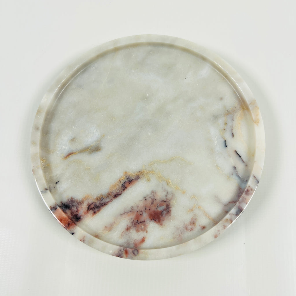 Grey With Red Blotches Marble Plate