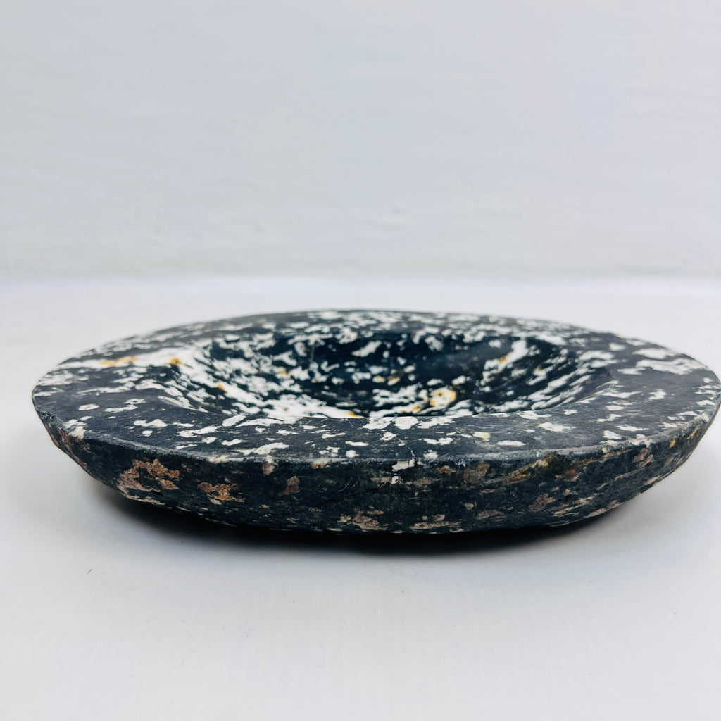 River Stone Deep Black Mustard Specked Soap Dish