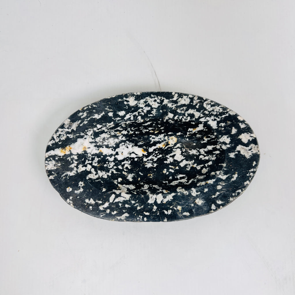 River Stone Deep Black Mustard Specked Soap Dish