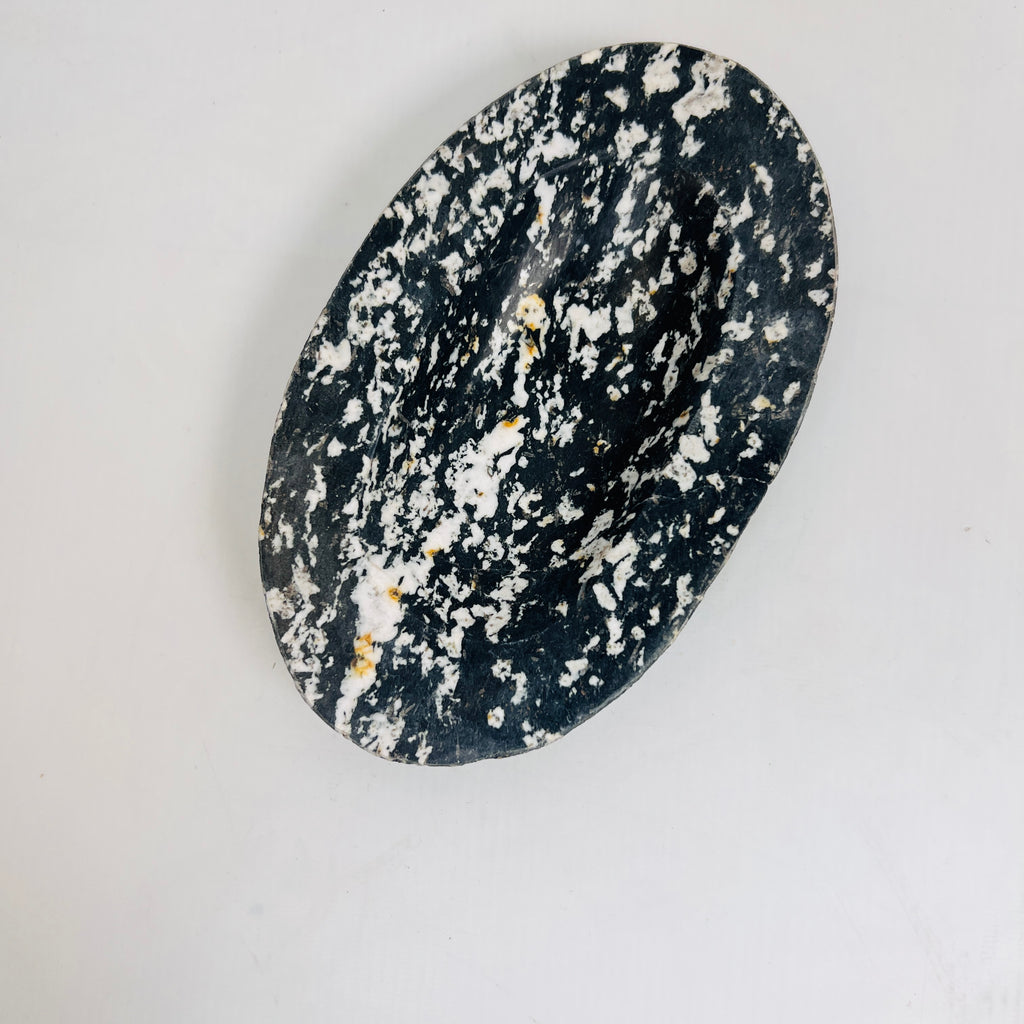 River Stone Deep Black Mustard Specked Soap Dish