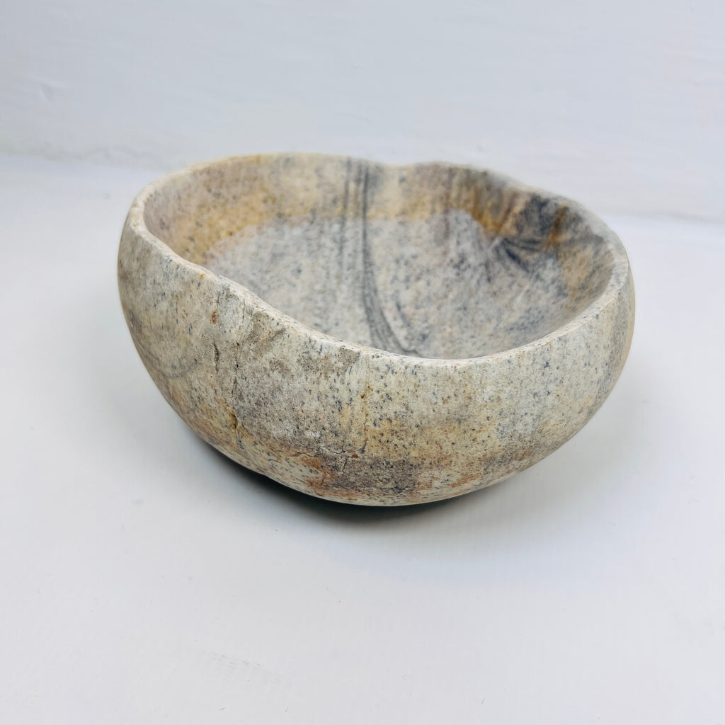 Grey Tidal Wave River Stone Bowl