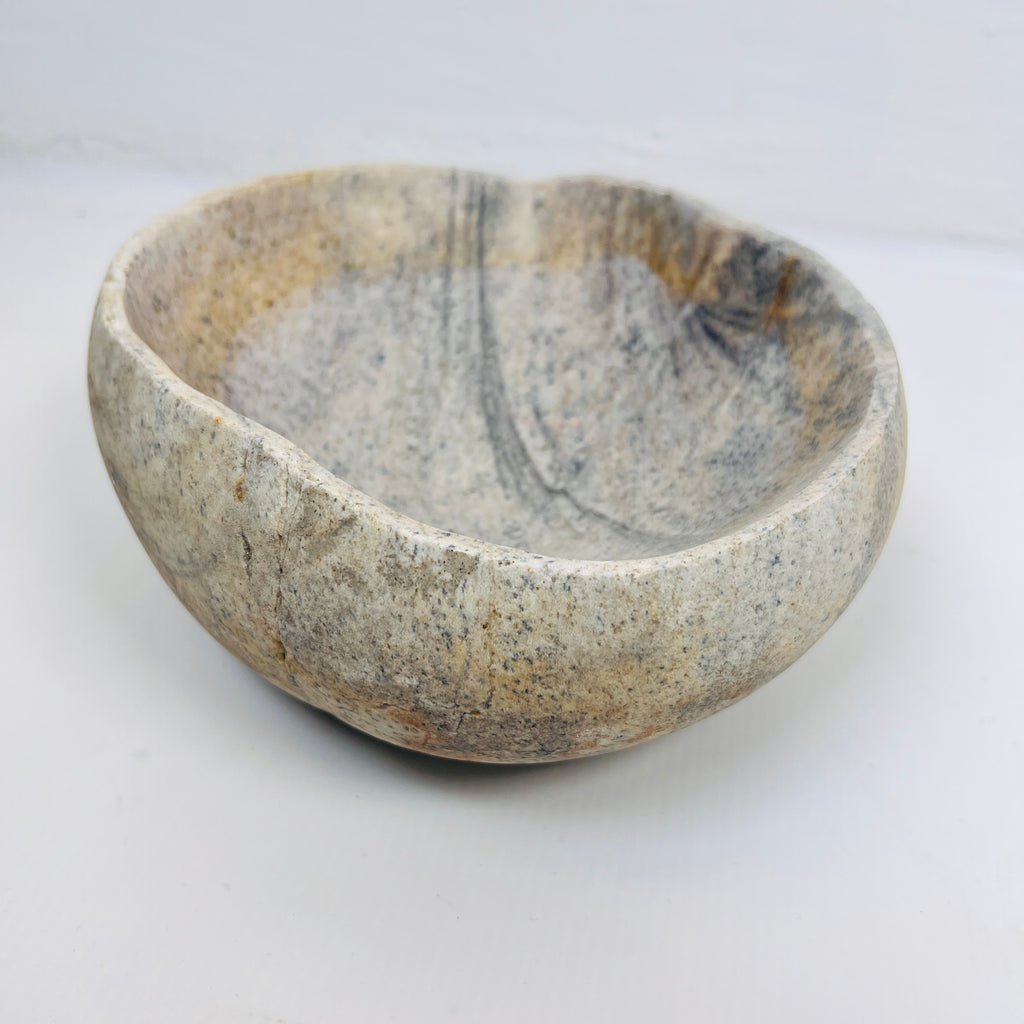 Grey Tidal Wave River Stone Bowl