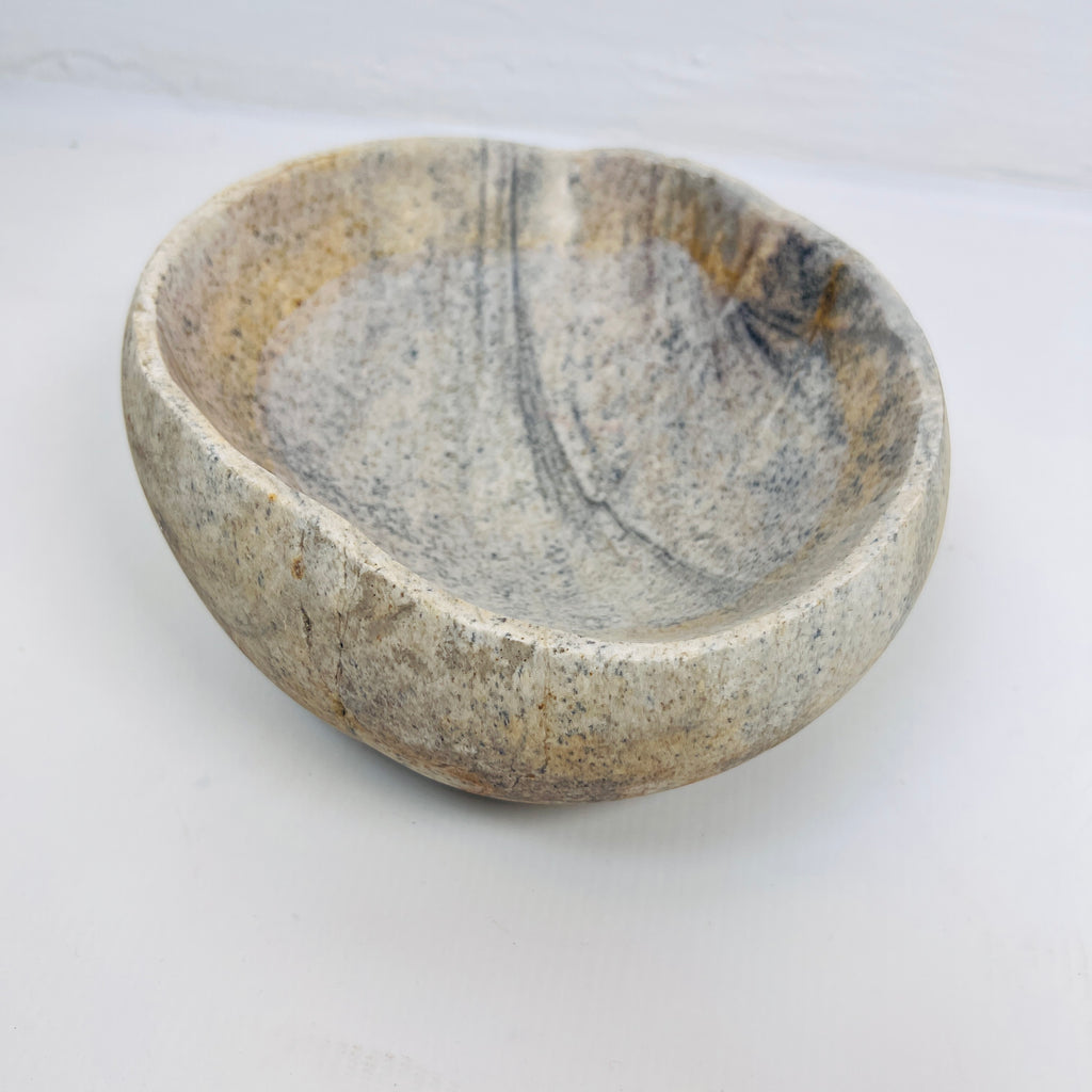 Grey Tidal Wave River Stone Bowl