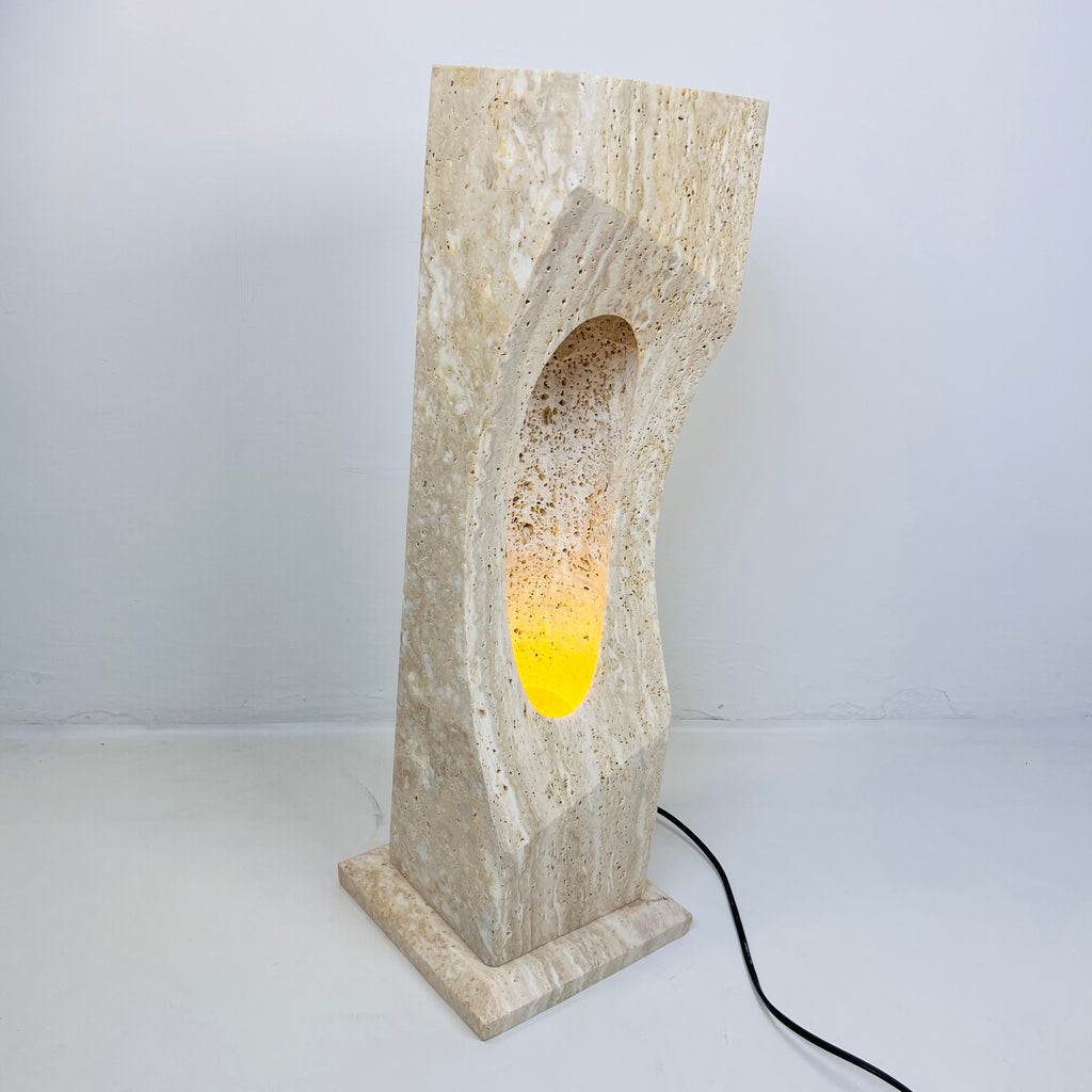 Irregular Crescent Stone Table Lamp