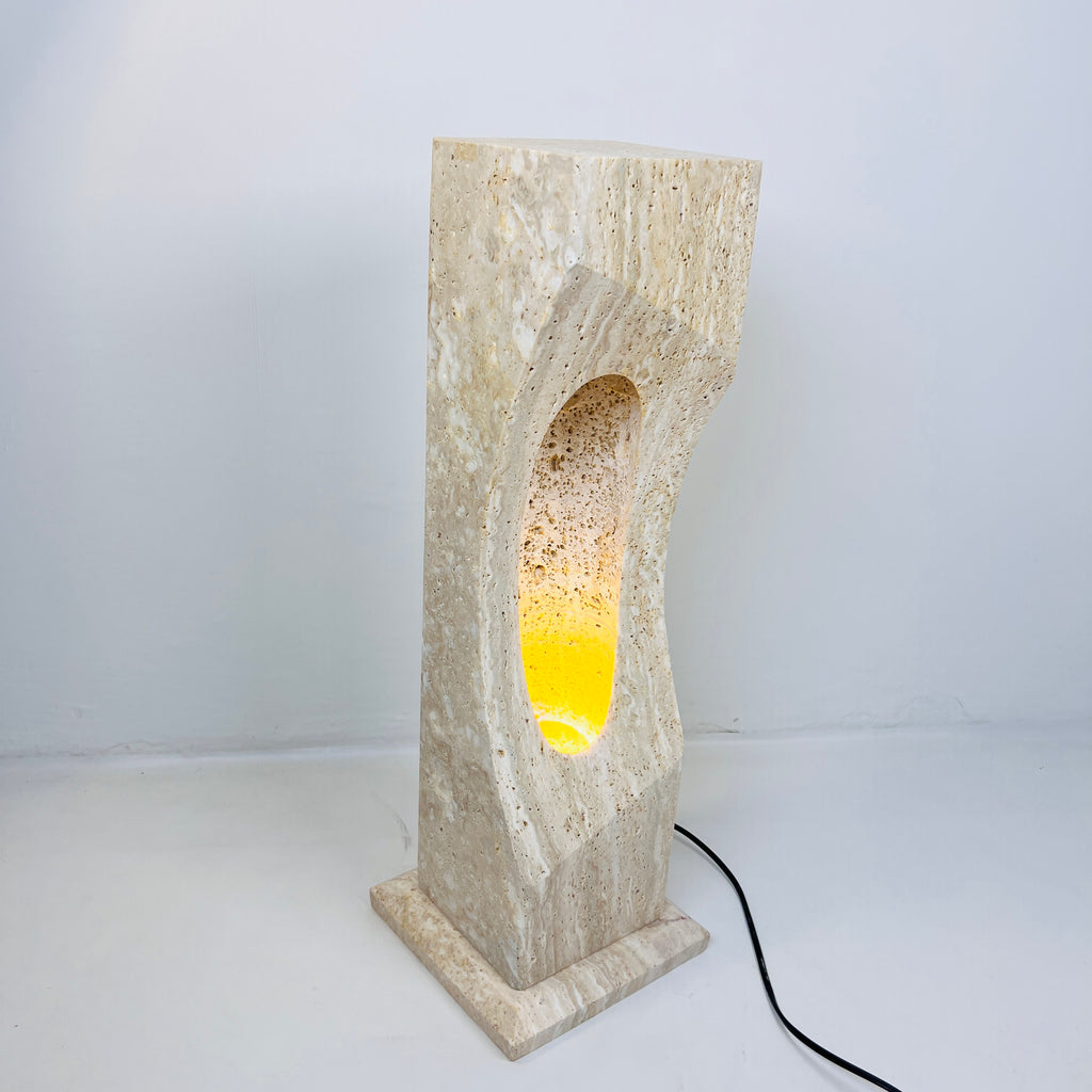 Irregular Crescent Stone Table Lamp