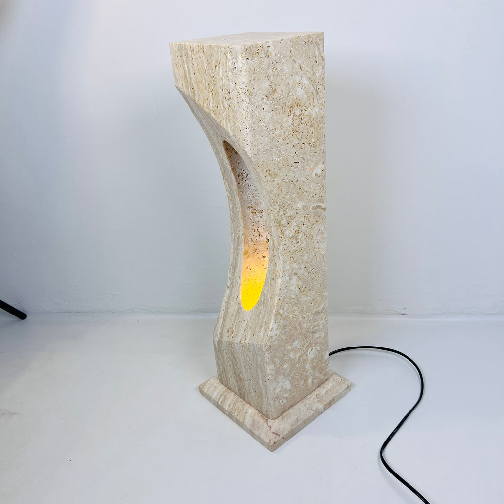 Irregular Crescent Stone Table Lamp