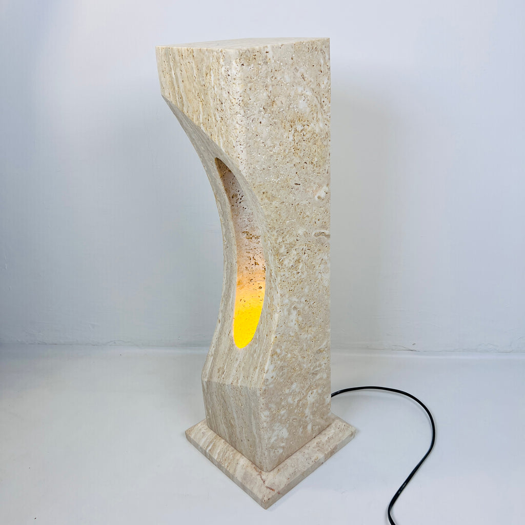 Irregular Crescent Stone Table Lamp