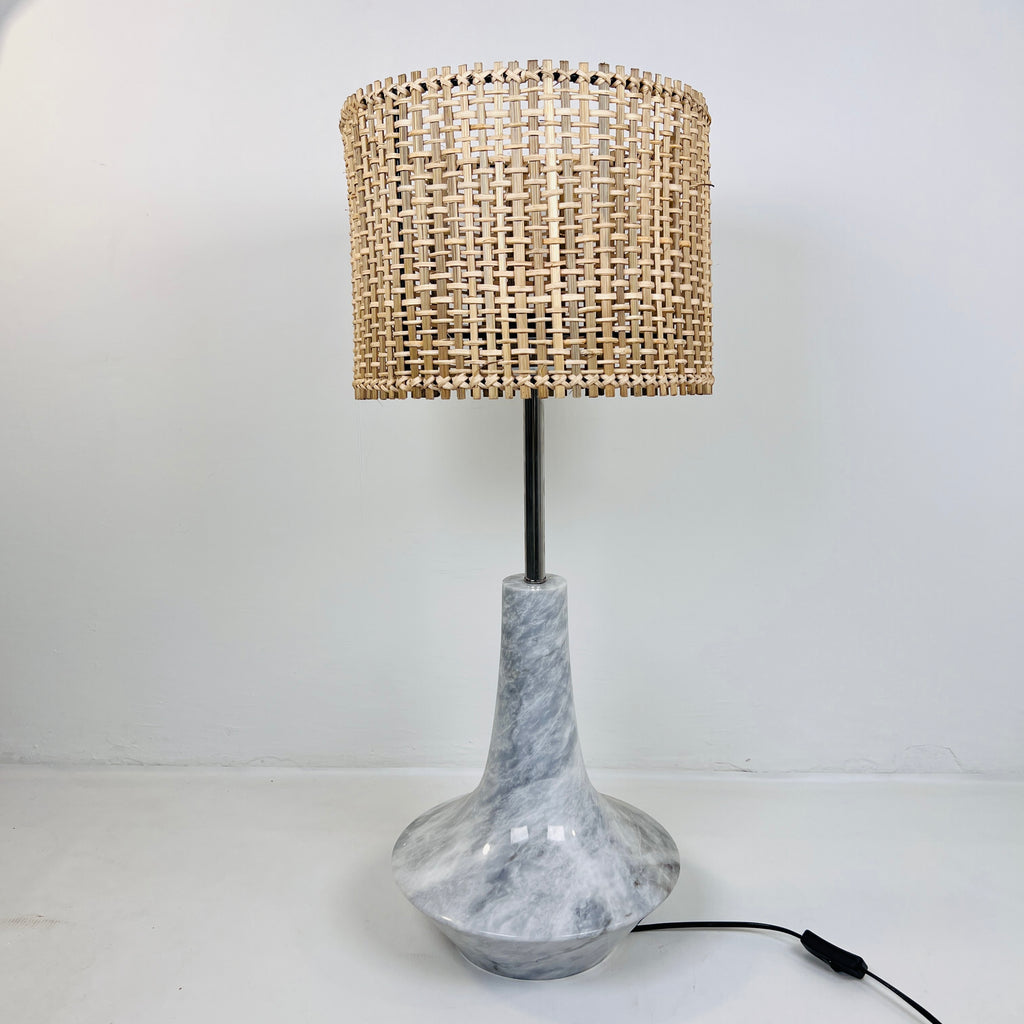 Bulged Saucer Grey Table Lamp