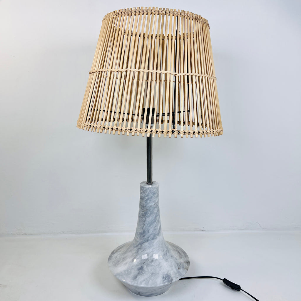 Bulged Saucer Grey Table Lamp