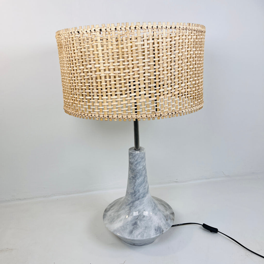 Bulged Saucer Grey Table Lamp