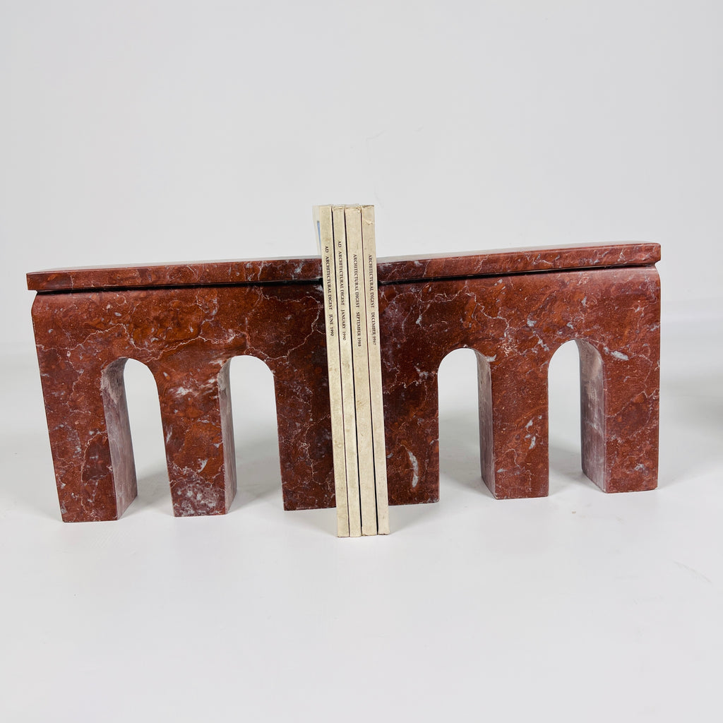 Tri-Arch Cherry Red Book End Pair