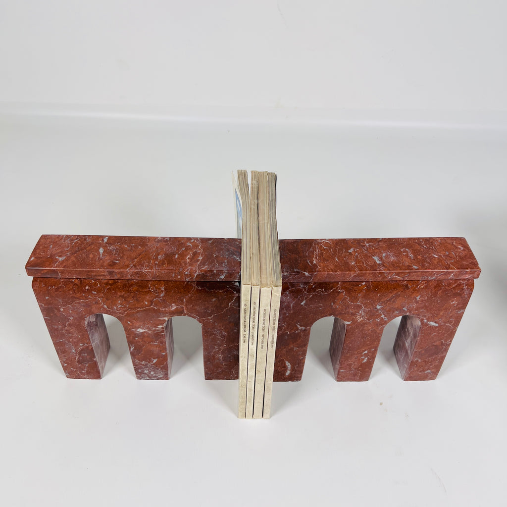 Tri-Arch Cherry Red Book End Pair