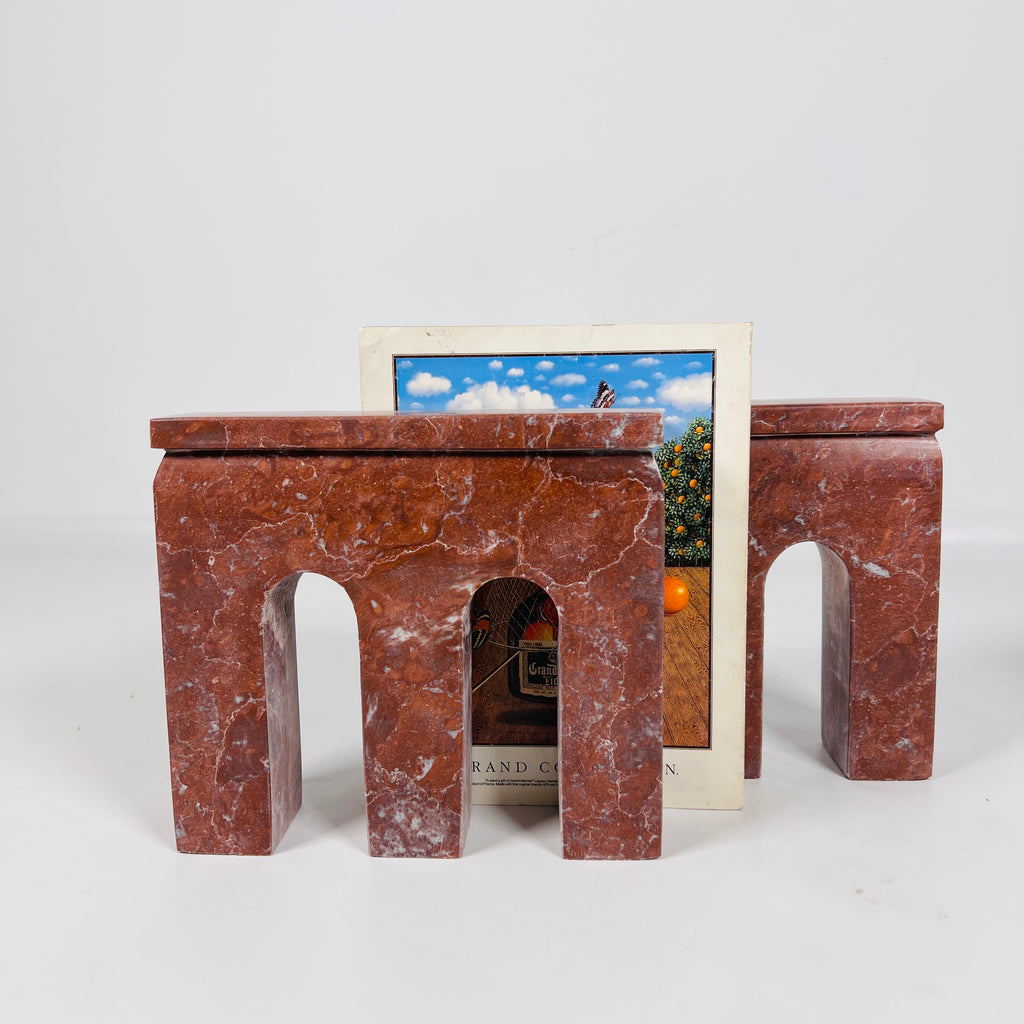 Tri-Arch Cherry Red Book End Pair