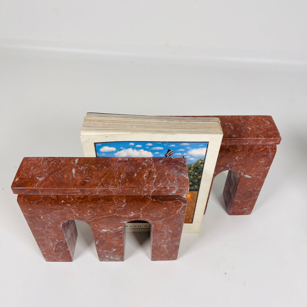 Tri-Arch Cherry Red Book End Pair