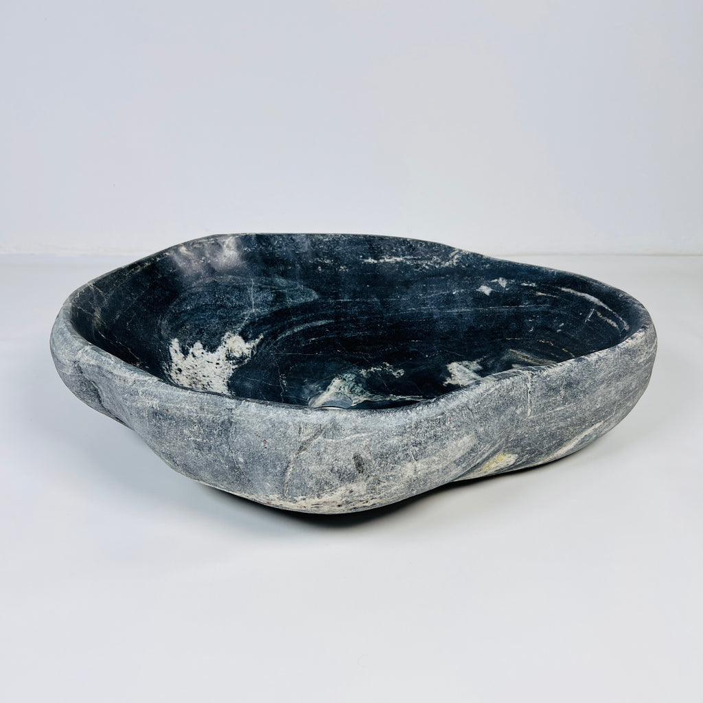 Black With White Splotches River Stone Sink