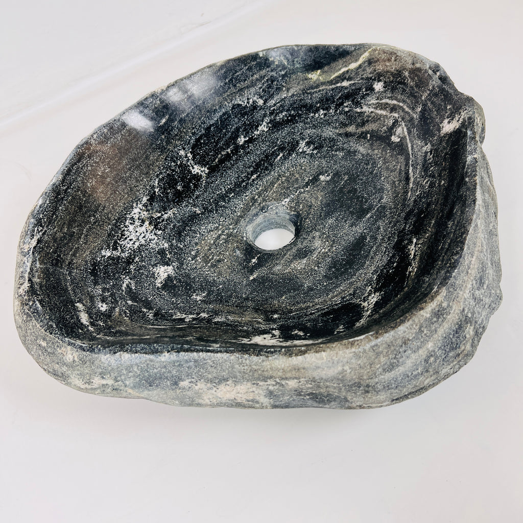 Splashed Midnight Black River Stone Sink