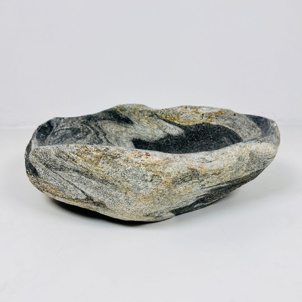 Deep Grey Marked River Stone Sink