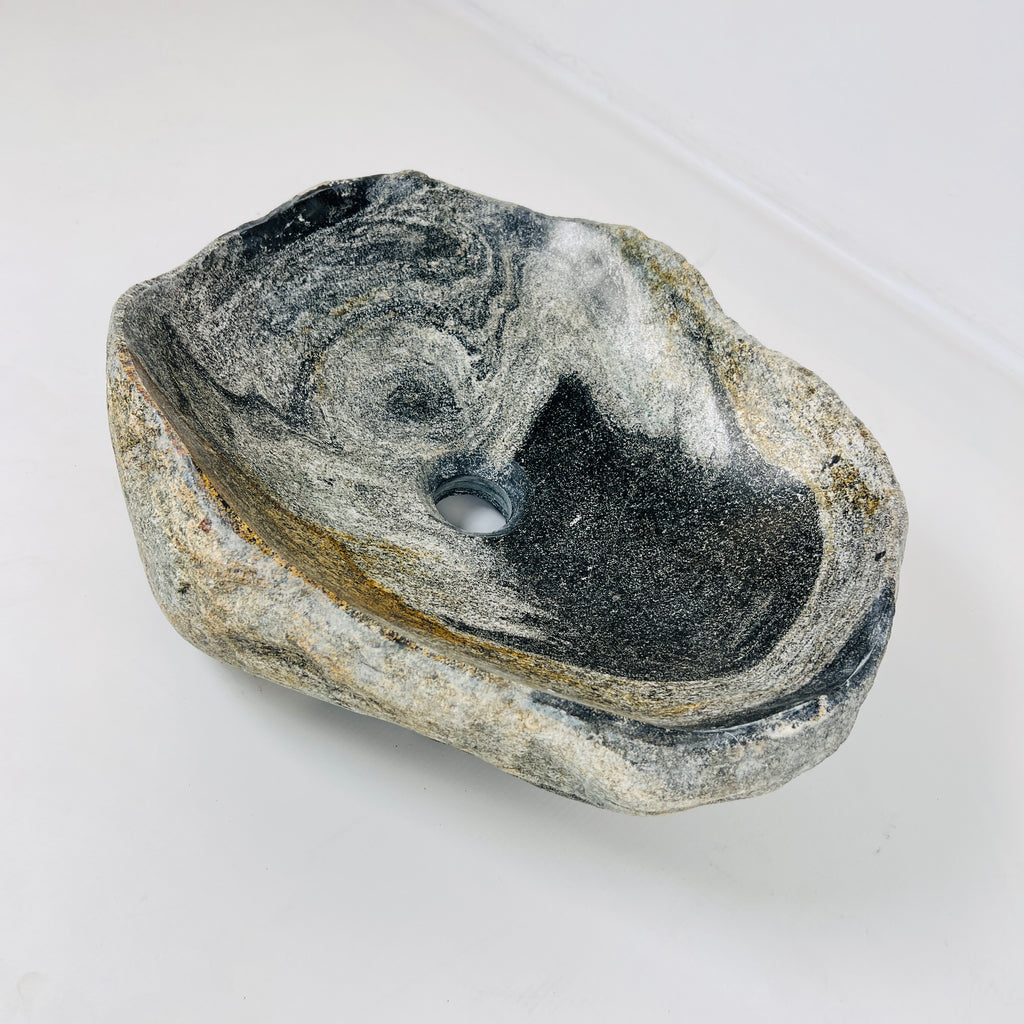 Deep Grey Marked River Stone Sink