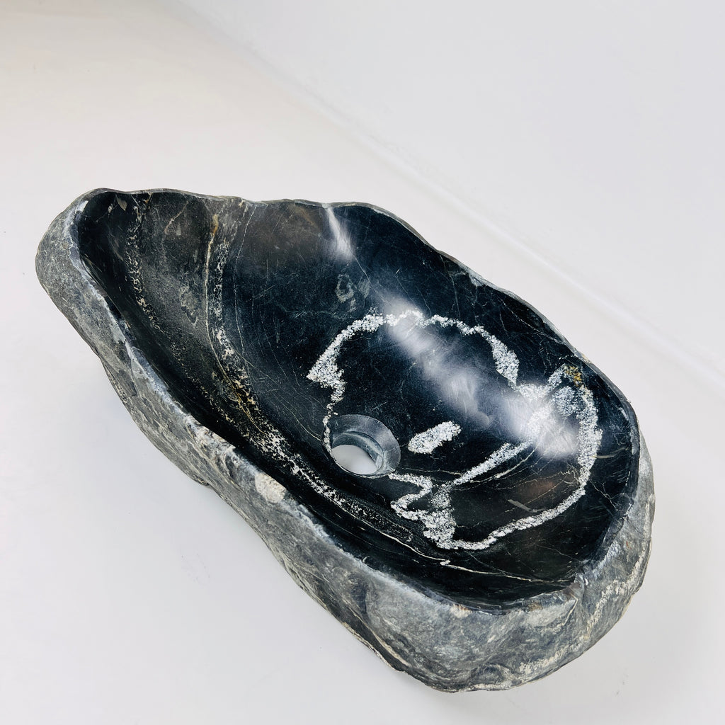 Ringed Black River Stone Sink