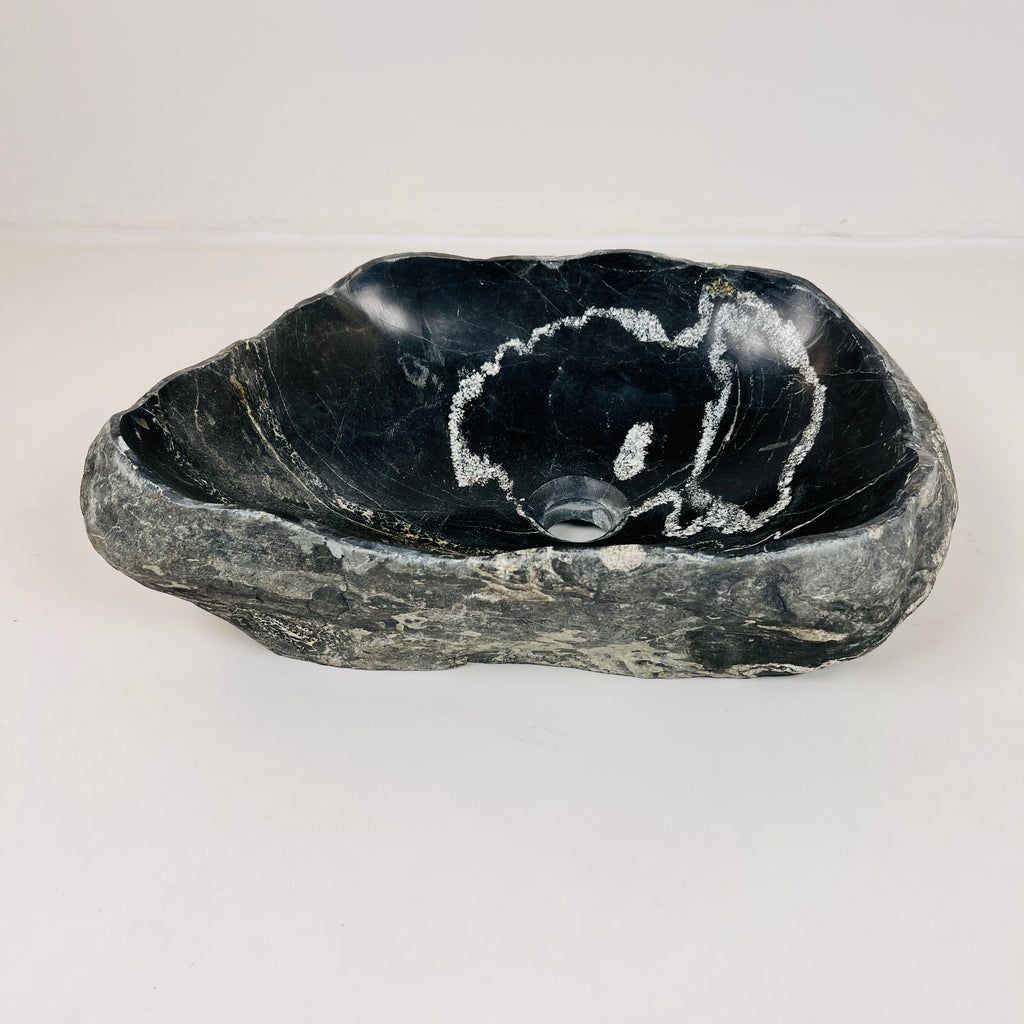 Ringed Black River Stone Sink