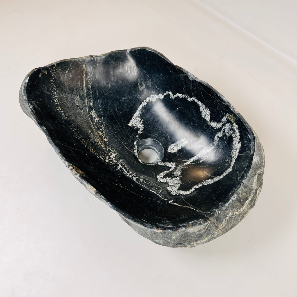 Ringed Black River Stone Sink