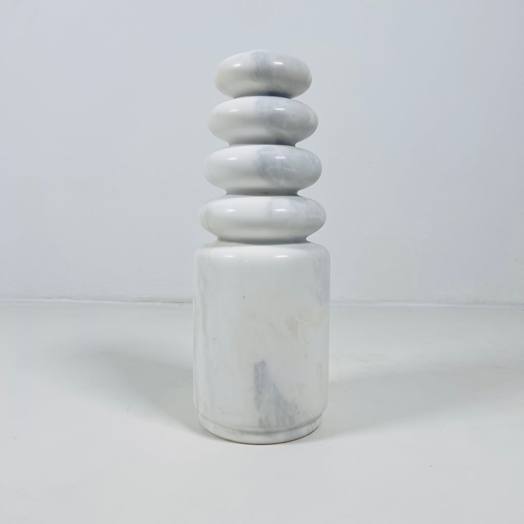 Top Stacked White Marble Candle Stand