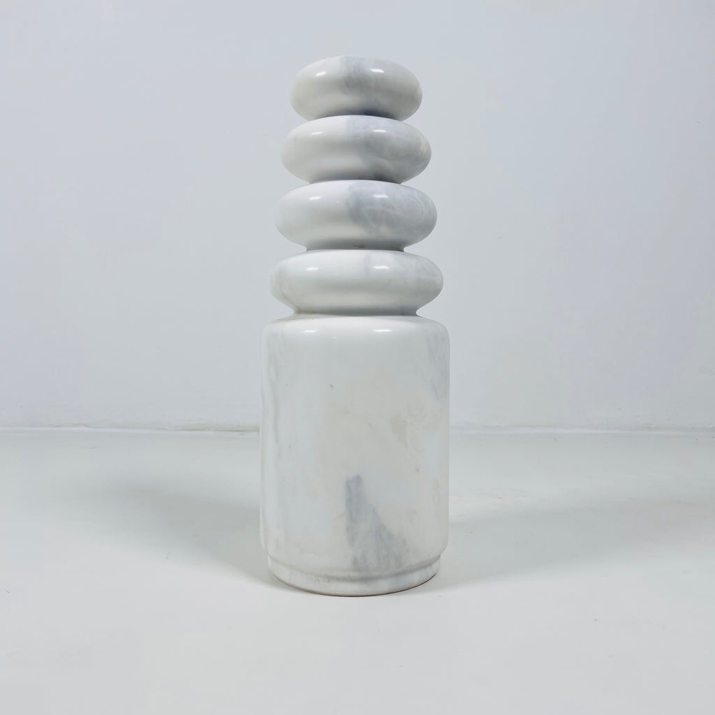 Top Stacked White Marble Candle Stand