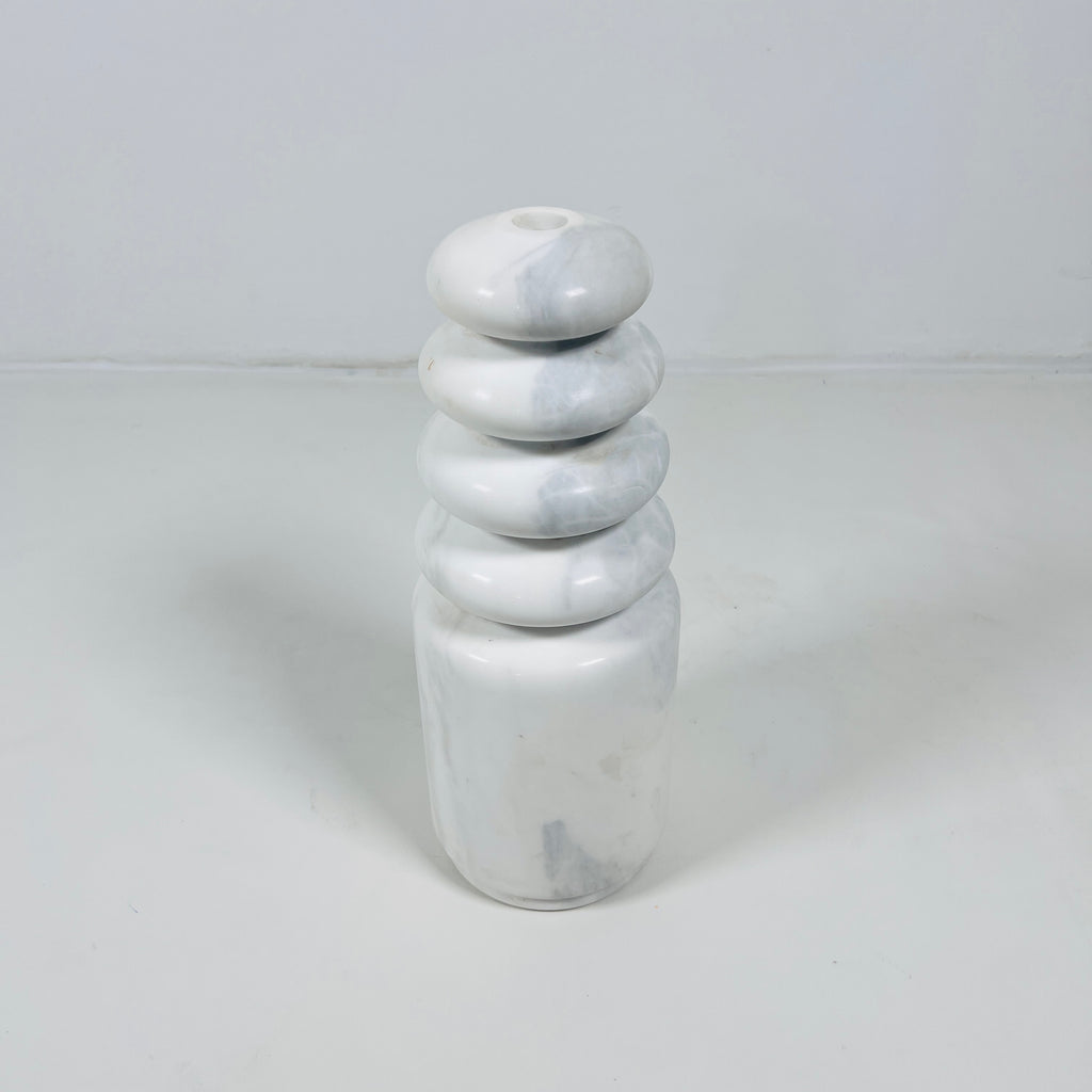 Top Stacked White Marble Candle Stand