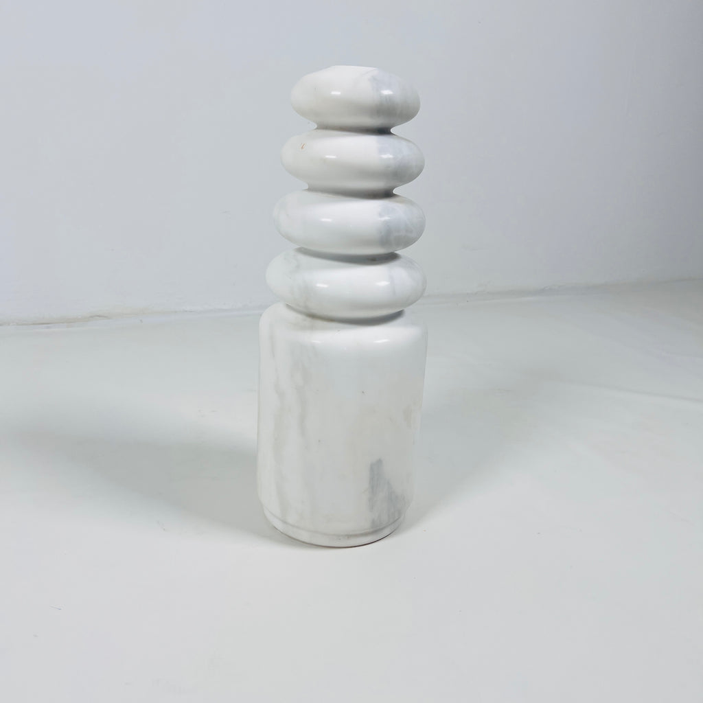 Top Stacked White Marble Candle Stand