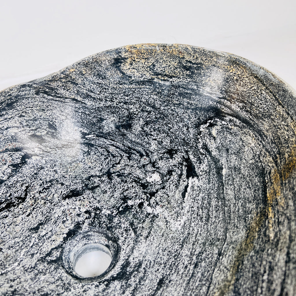 Rippled Dark Grey River Stone Sink