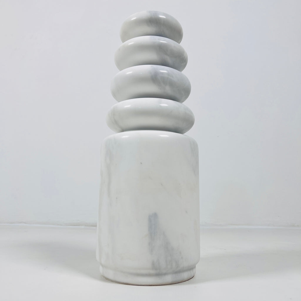 Top Stacked White Marble Candle Stand