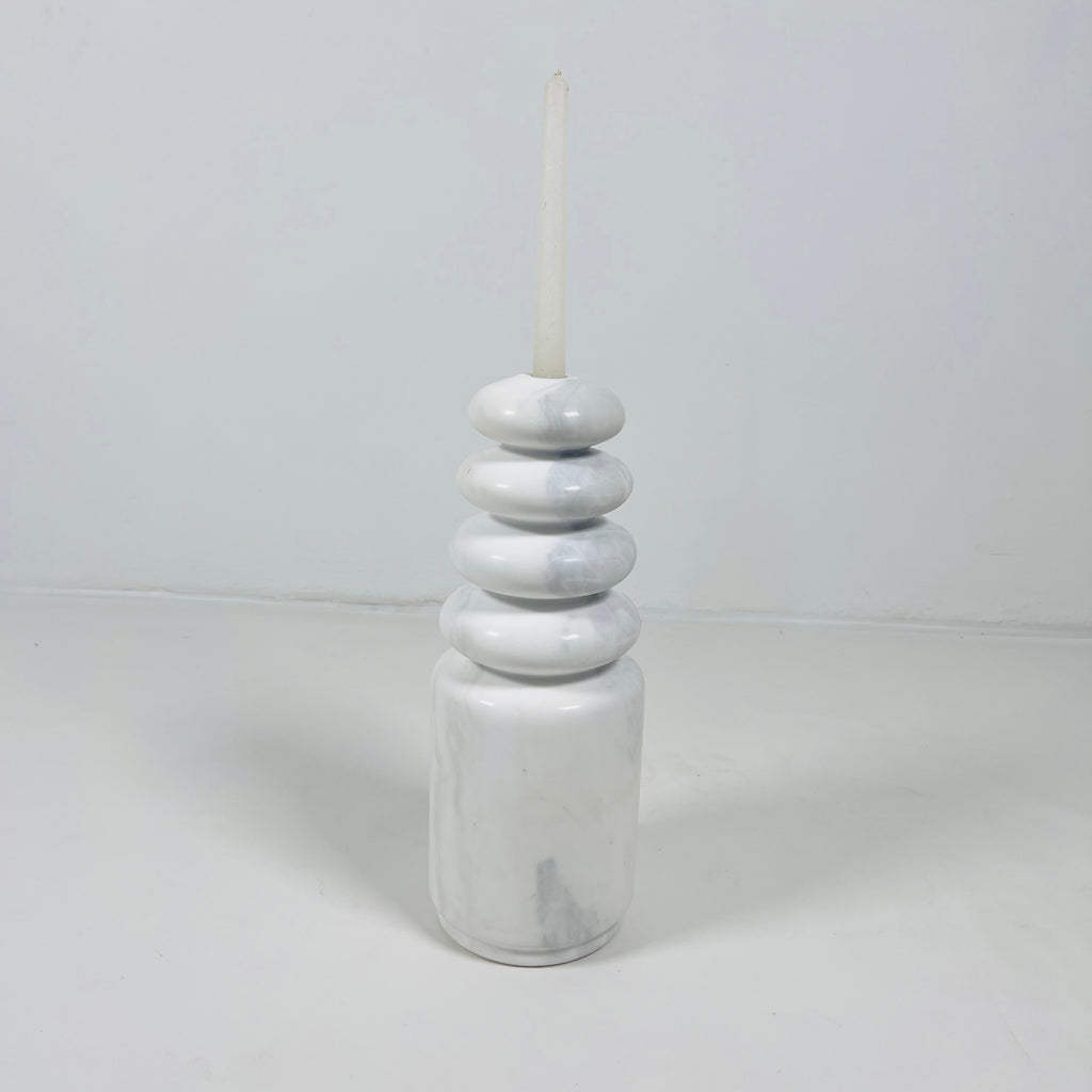 Top Stacked White Marble Candle Stand