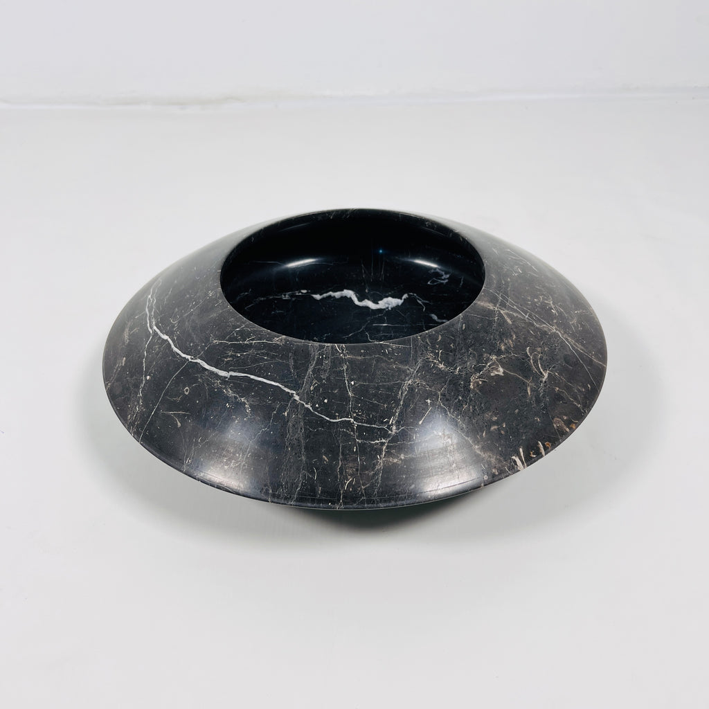 Black With Veins Marble Bowl (Large)