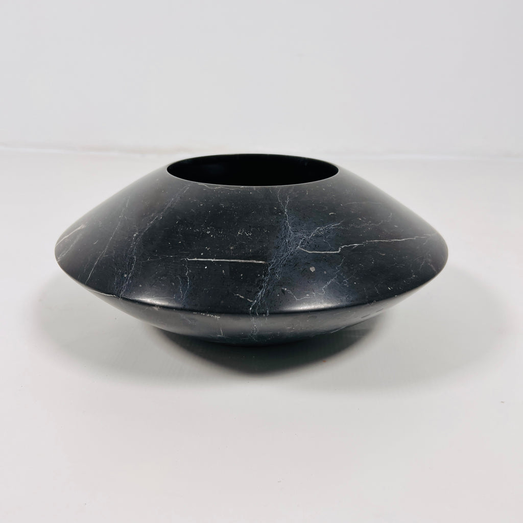 Black With Veins Marble Bowl (Small)