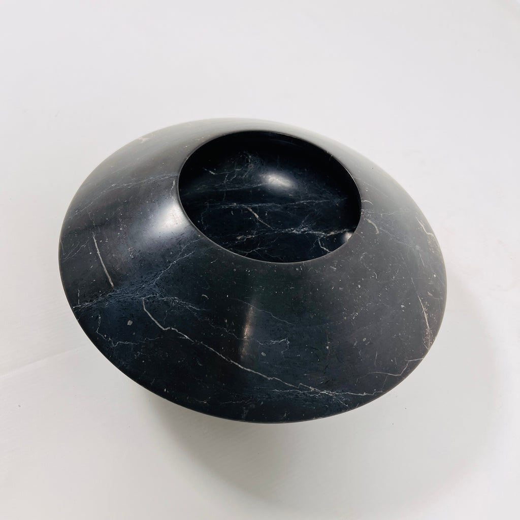 Black With Veins Marble Bowl (Small)