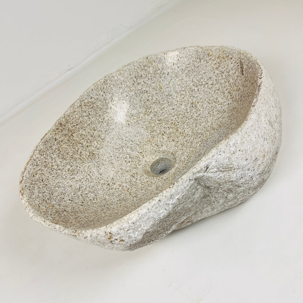 Eggshell Spotted River Stone Sink