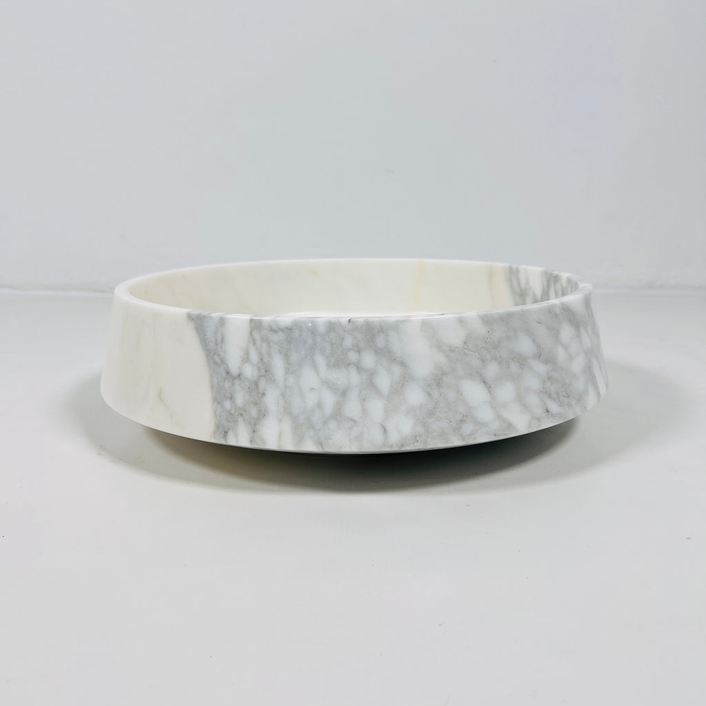 Two-Toned White and Grey Marble Bowl (Large)