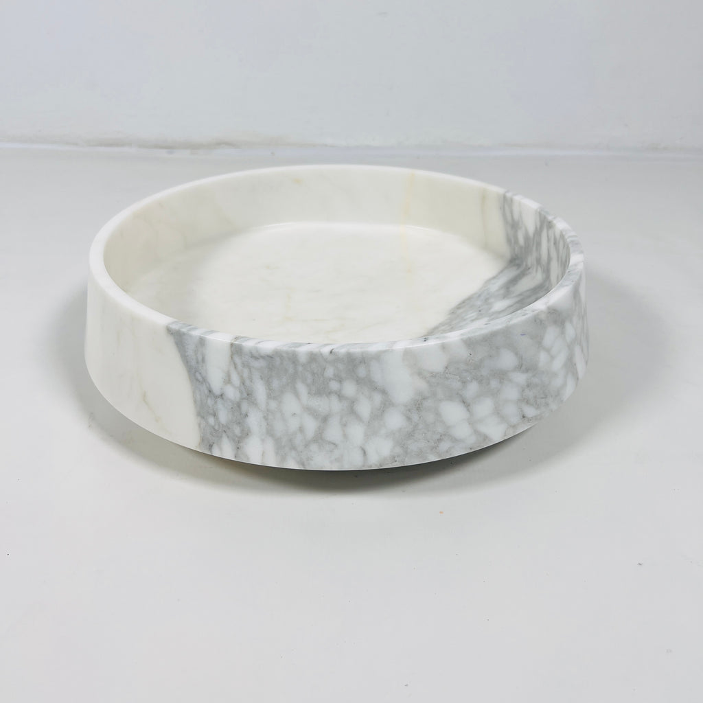 Two-Toned White and Grey Marble Bowl (Large)