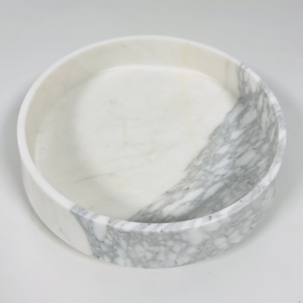 Two-Toned White and Grey Marble Bowl (Large)