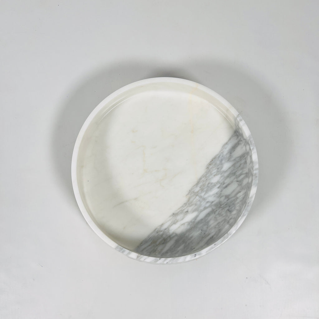 Two-Toned White and Grey Marble Bowl (Large)