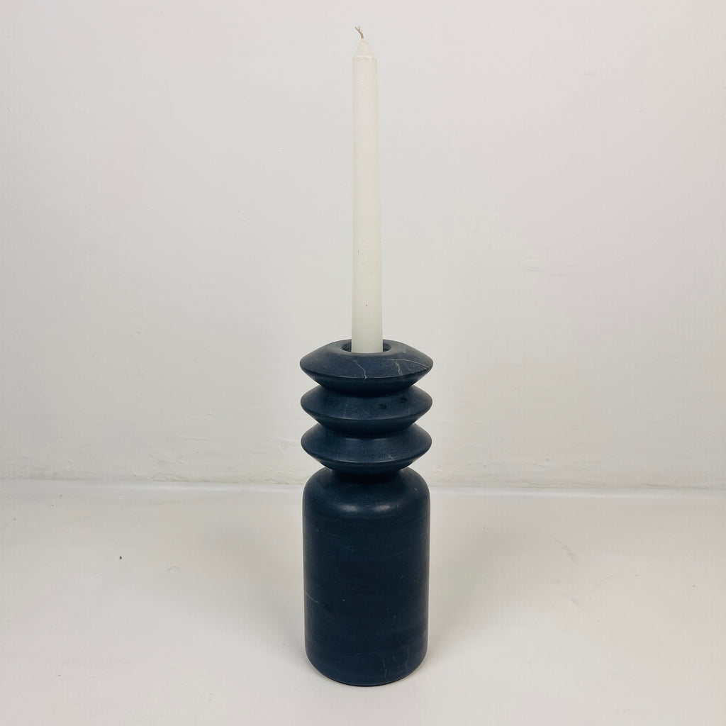 Triple Disc Black Marble Candle Stand