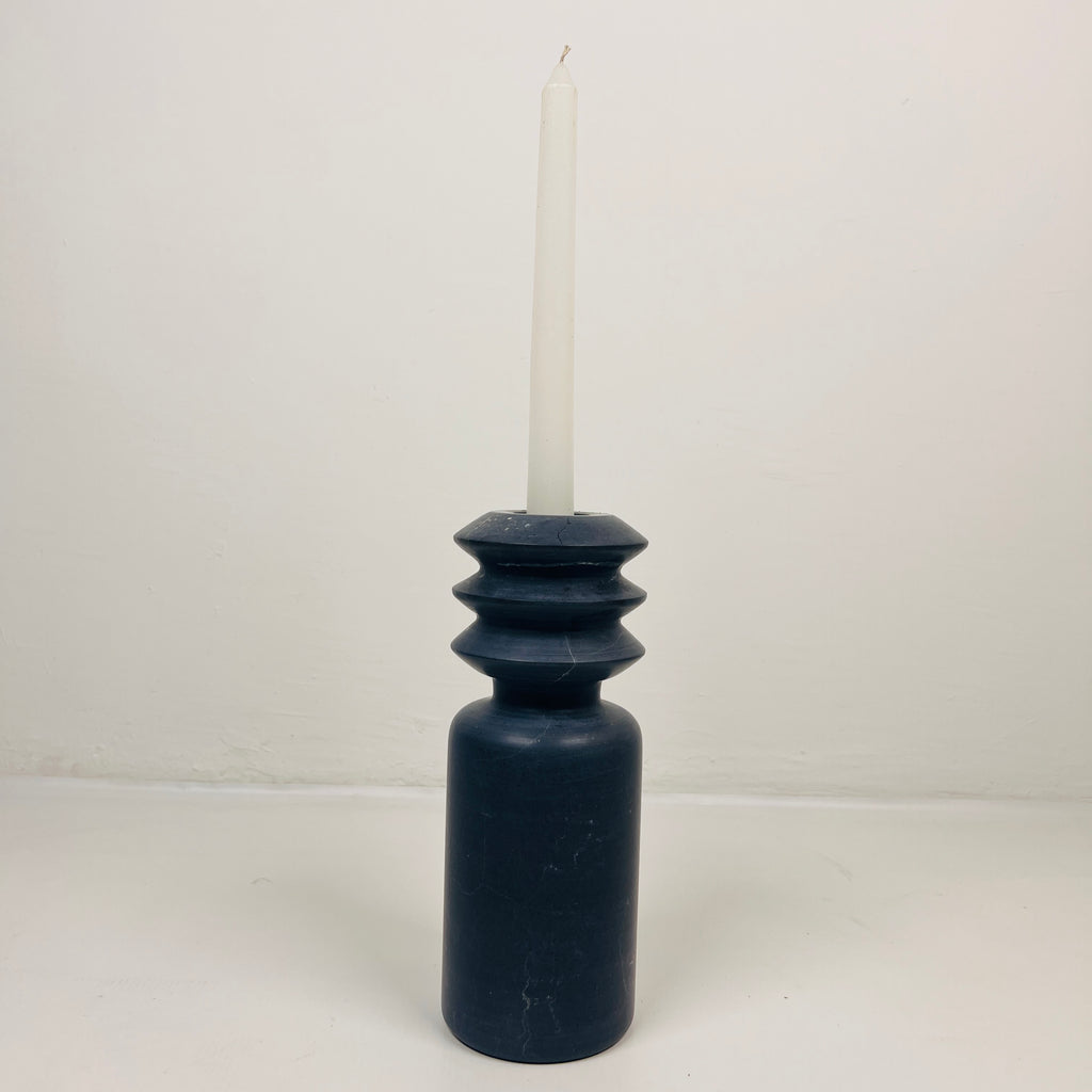 Triple Disc Black Marble Candle Stand