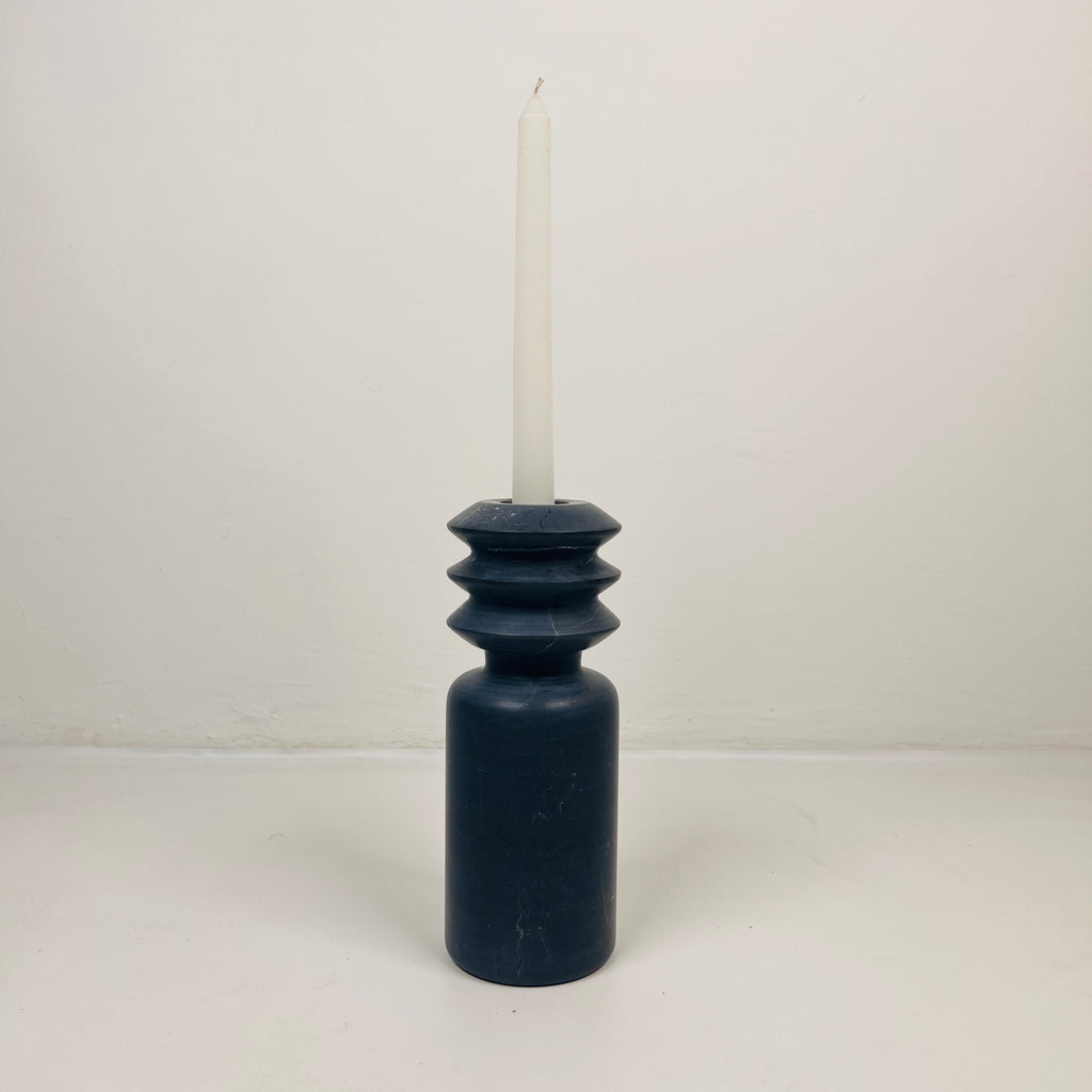 Triple Disc Black Marble Candle Stand