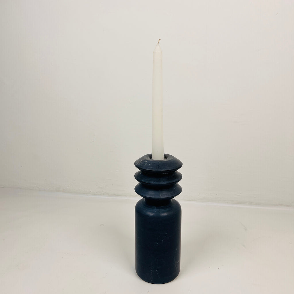 Triple Disc Black Marble Candle Stand