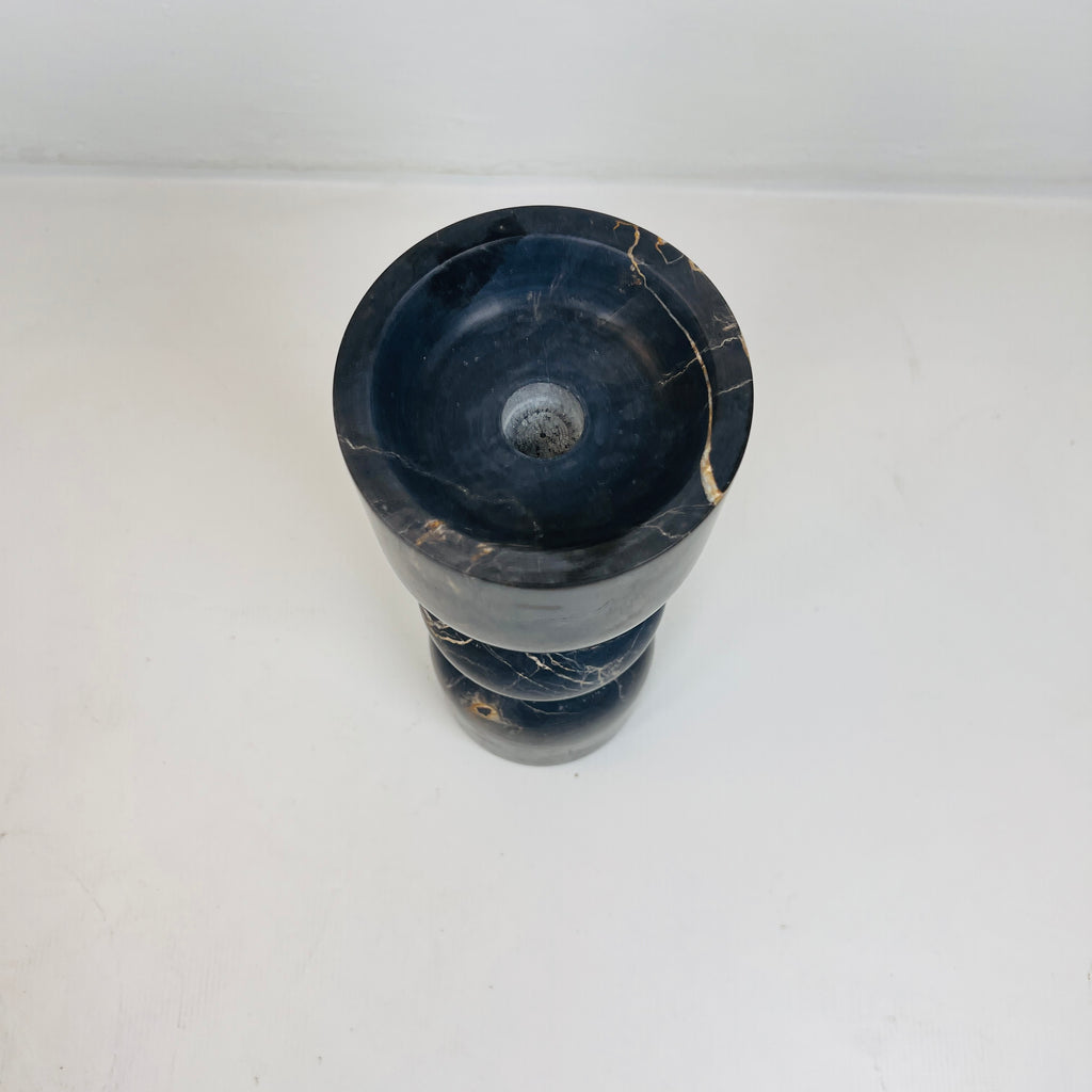 Bulged Ball Black Marble Candle Stand