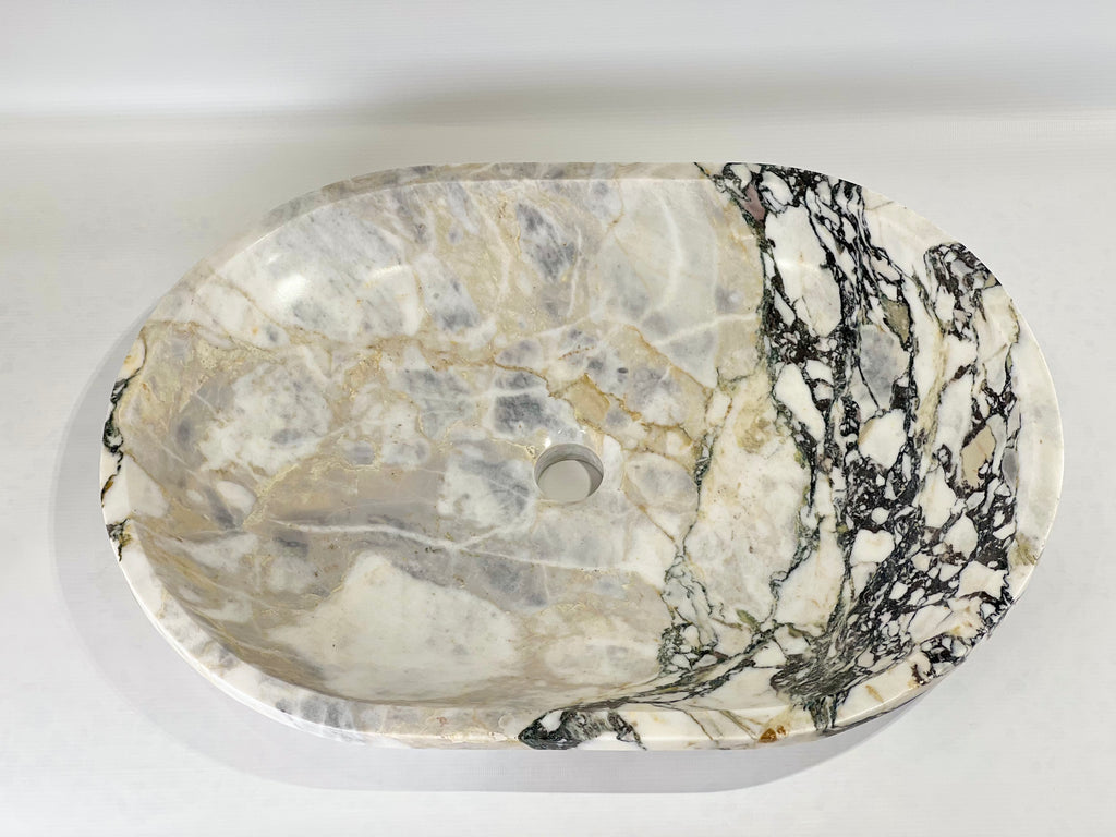 Veined Ribbed Marble Sink