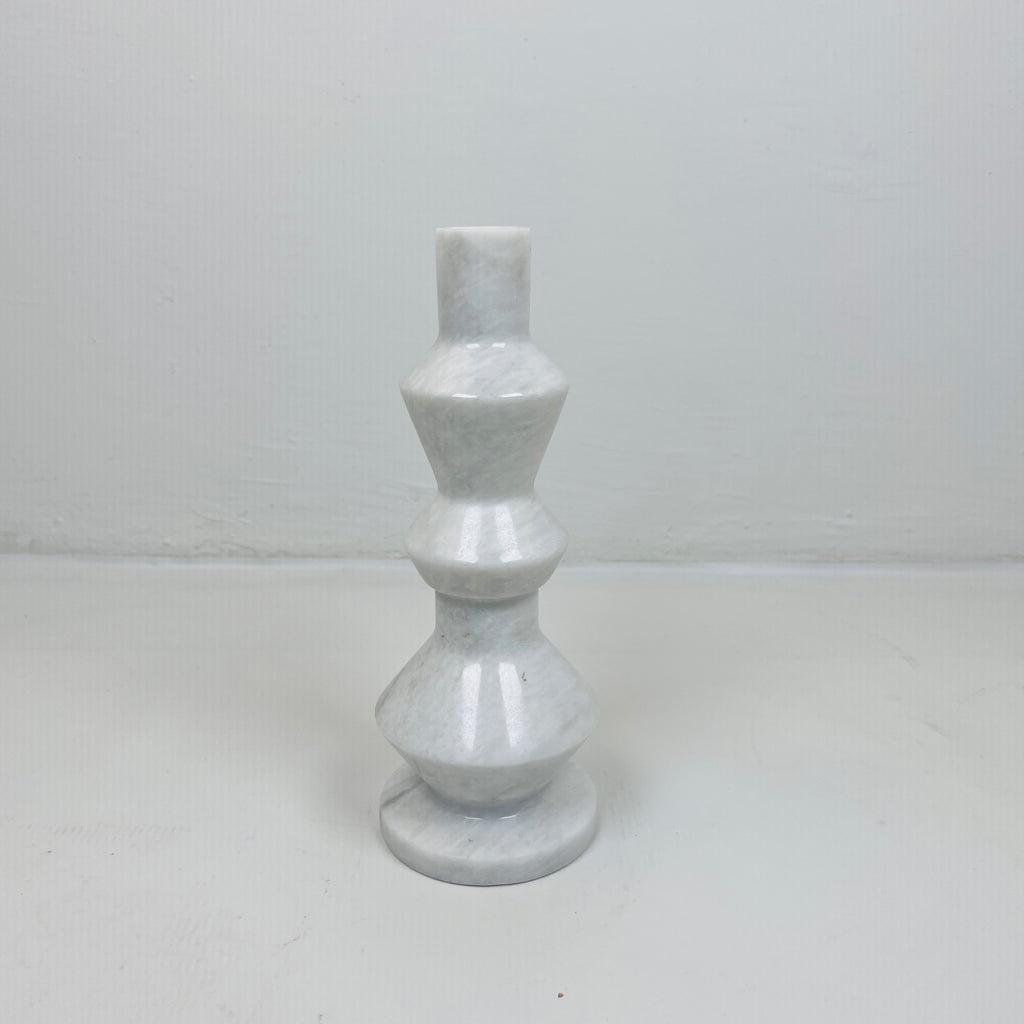 Saucer Bottom White Marble Candle Stand