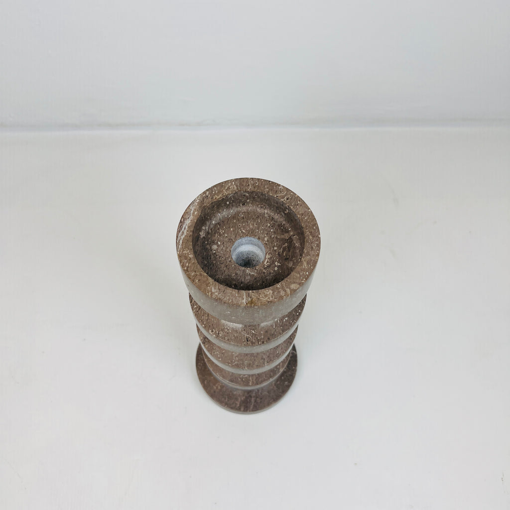 Stacked Disc Brown Marble Candle Stand (Medium)