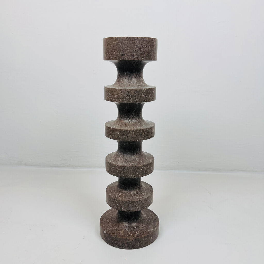 Stacked Disc Brown Marble Candle Stand (Large)