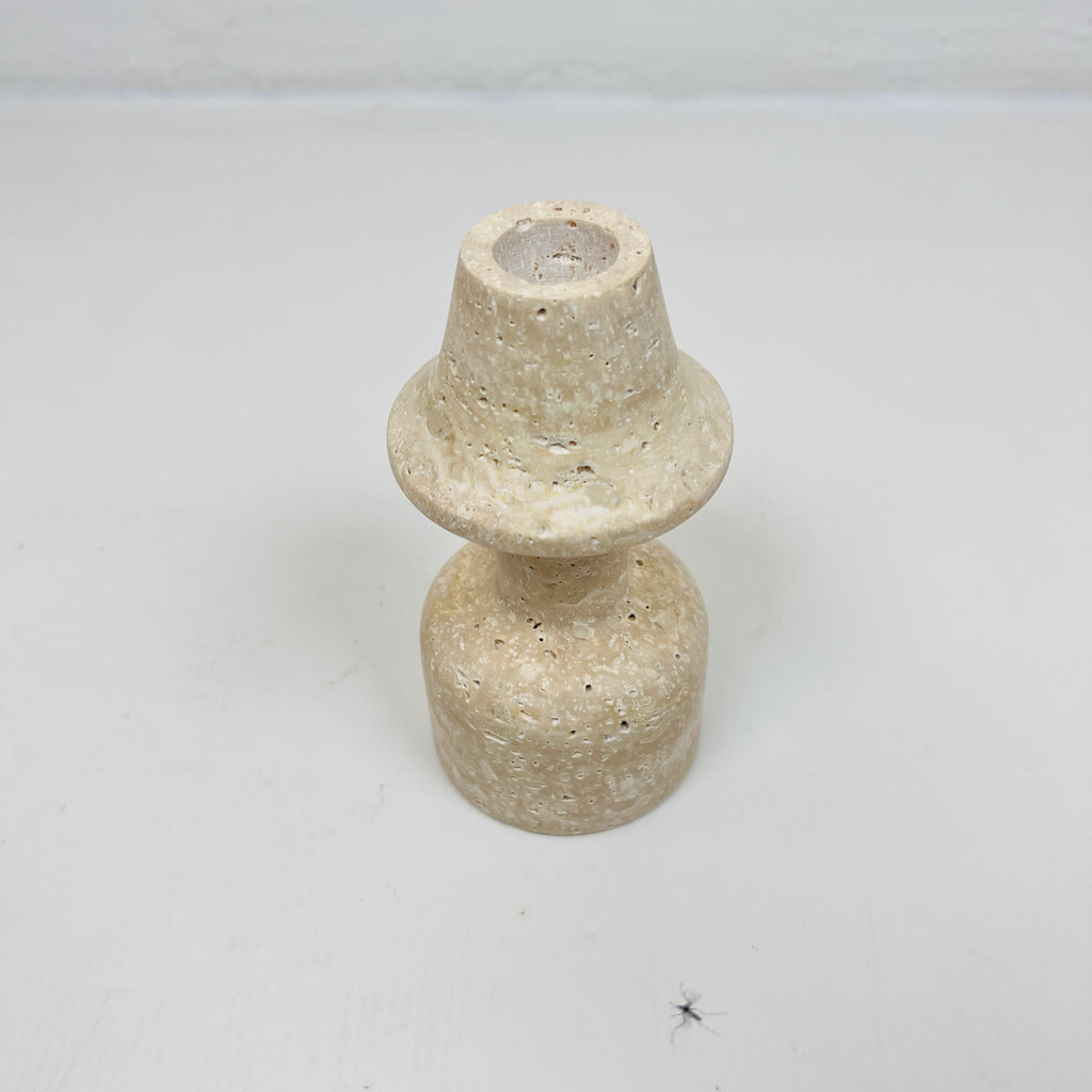 Cone Head Dumbbell Bottom Travertine Candle Stand